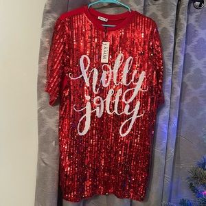Holly Jolly sequin holiday Christmas dress One size. NWT